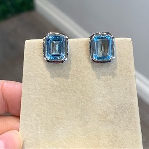 Natural Blue Topaz Earrings
